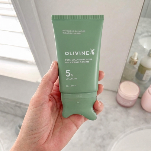 PDRN Collagen Gua Sha neck wrinkle cream in hand