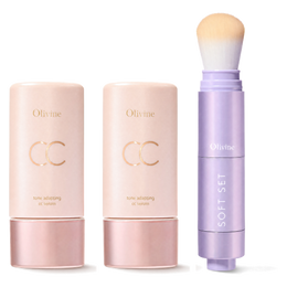 Buy 1 Get 1 Free, two Tone Adapting CC Serums with the Soft Set powder brush